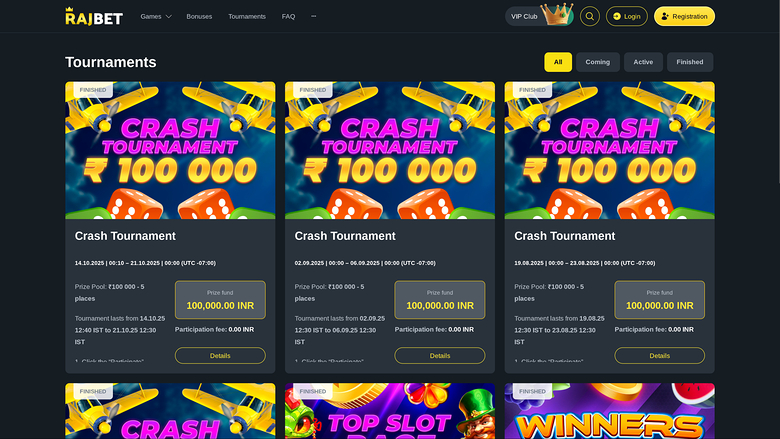 RajBet Casino — Tournaments