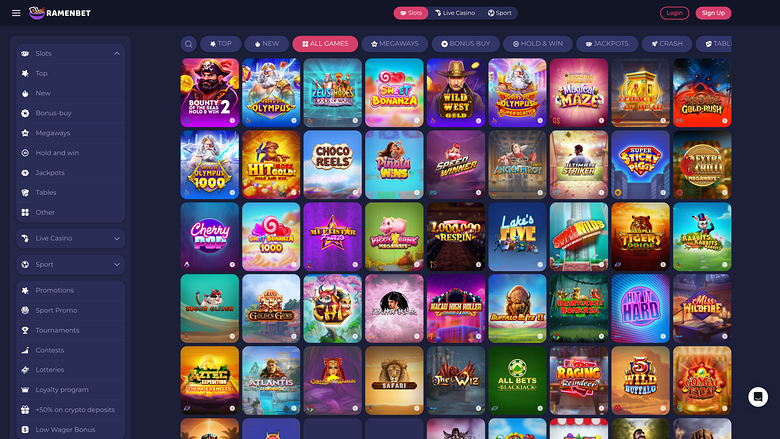 RamenBet Casino — Games lobby