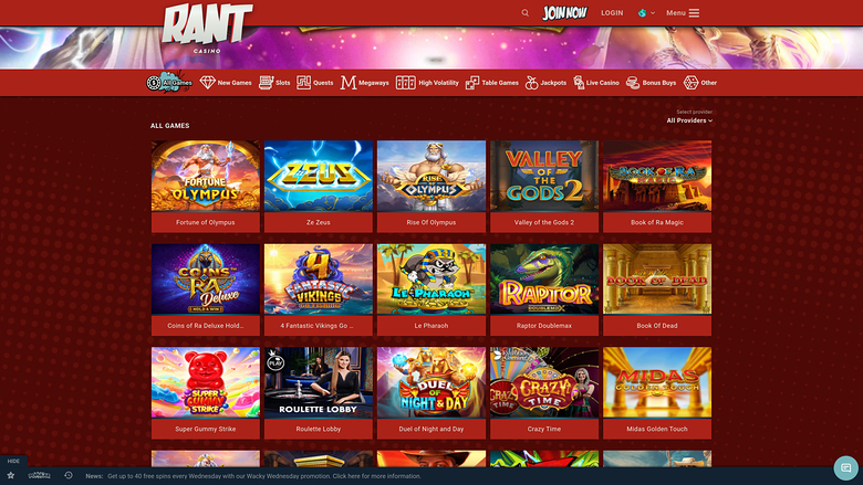 Rant Casino — Games lobby