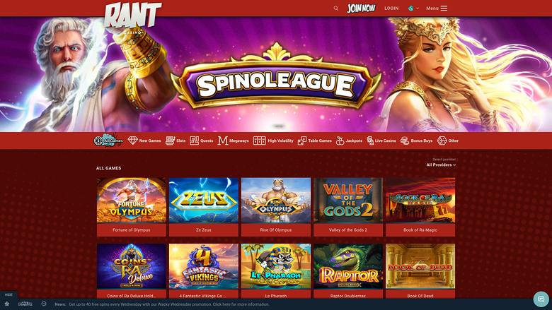 Rant Casino — Homepage