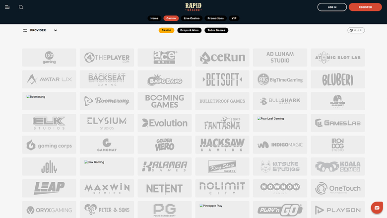 Rapid Casino — Games by studio
