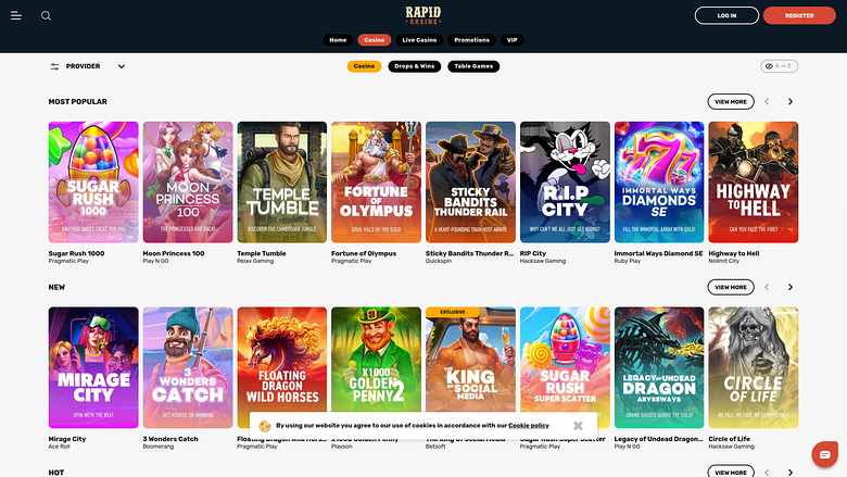 Rapid Casino — Games lobby