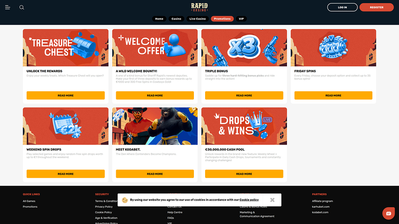 Rapid Casino — Promotions page