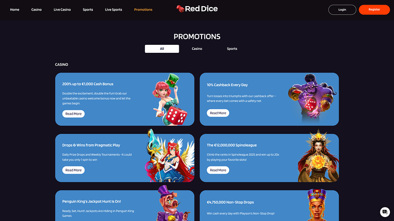 Red Dice Casino — Promotions page
