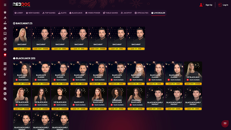Red Dog Casino — Live dealer lobby