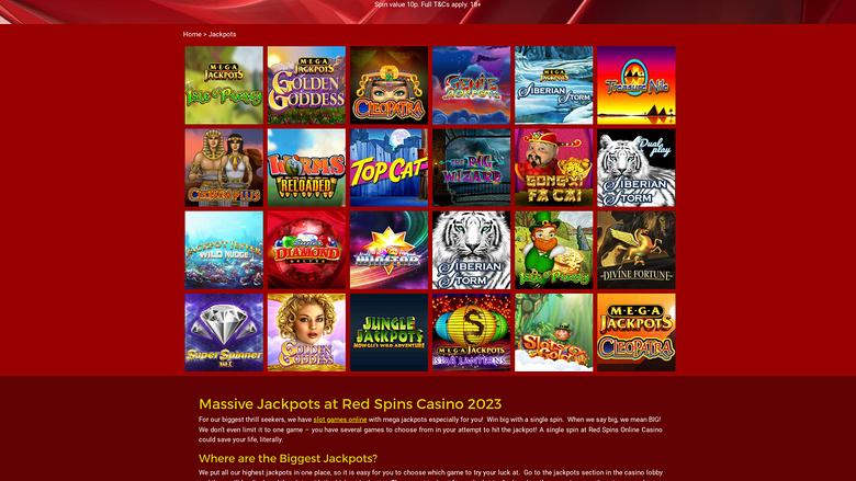 Red Spins Casino — Jackpot games