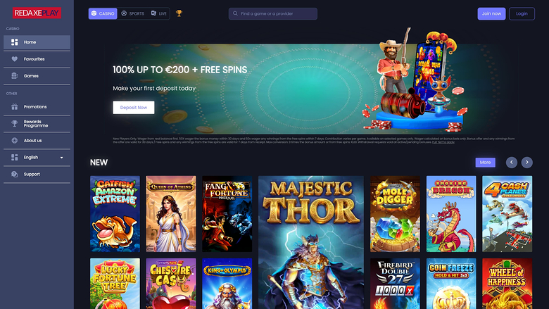 RedAxePlay Casino — Homepage