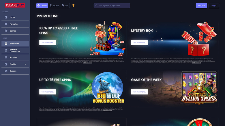 RedAxePlay Casino — Promotions page