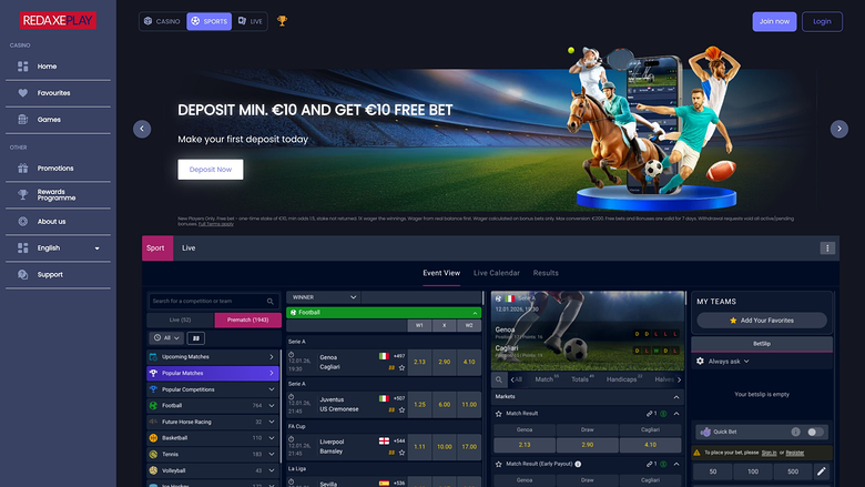 RedAxePlay Casino — Sportsbook
