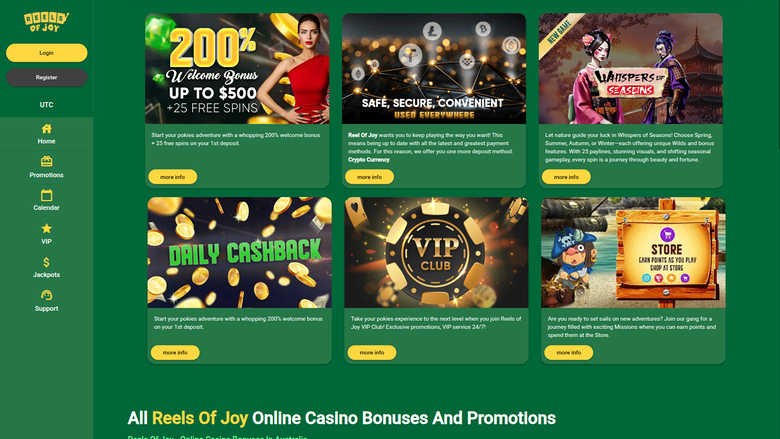 Reels of Joy Casino — Promotions page