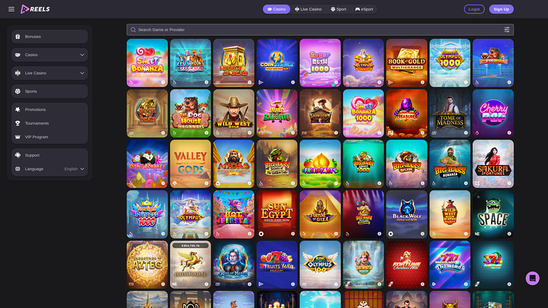 Reels.io Casino — Games lobby
