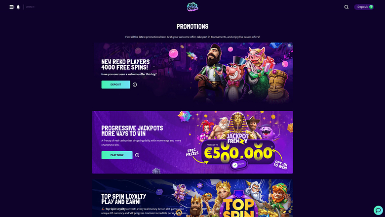 Reko Casino — Promotions page