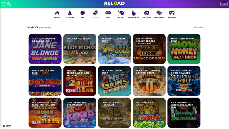 Reload Casino — Jackpot games