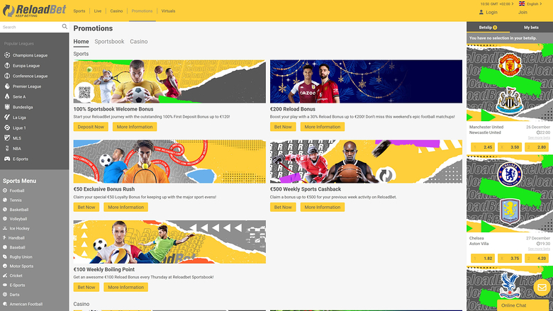 ReloadBet Casino — Promotions page