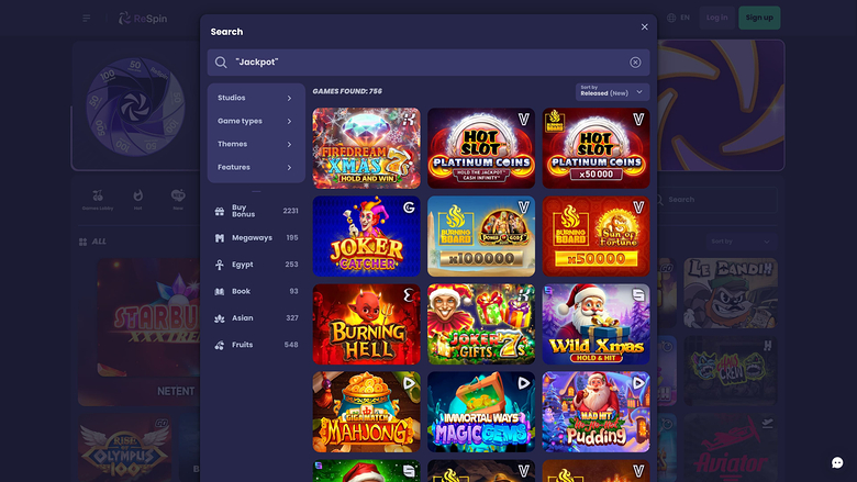 ReSpin Casino — Jackpot games