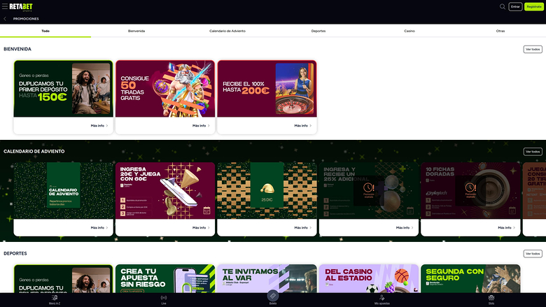 RetaBet — Promotions page