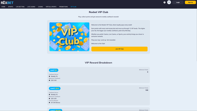 Rexbet Casino — VIP section