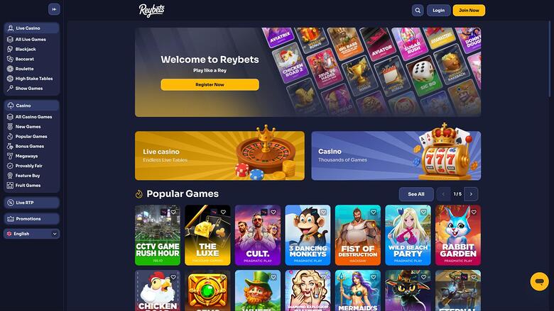 ReyBets Casino — Homepage