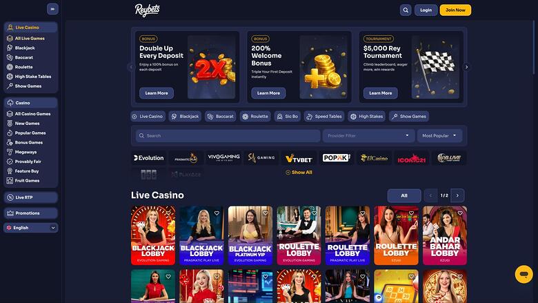 ReyBets Casino — Live dealer lobby