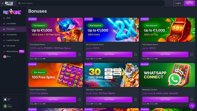RichPrize Casino — Promotions page