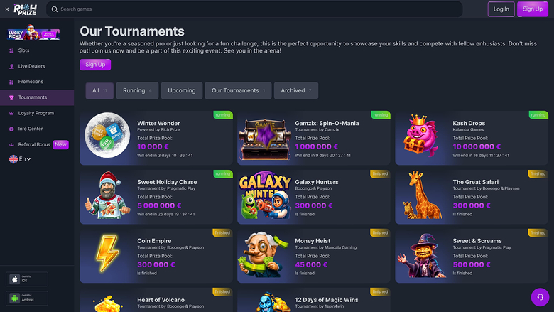 RichPrize Casino — Tournaments