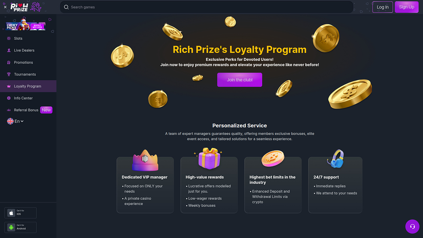RichPrize Casino — VIP section