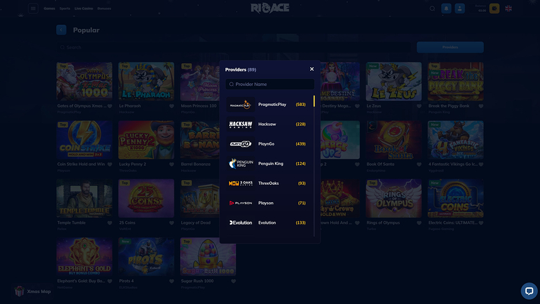 Rioace Casino — Games by studio