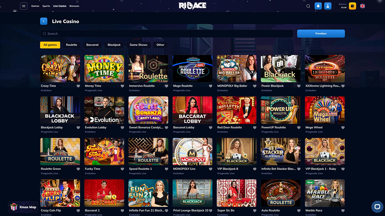 Rioace Casino — Live dealer lobby