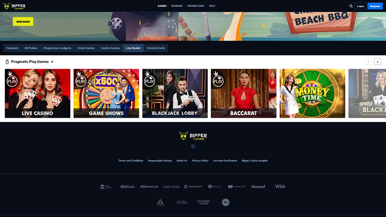 Ripper Casino — Live dealer lobby