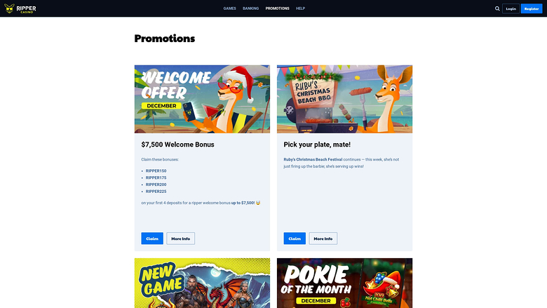 Ripper Casino — Promotions page