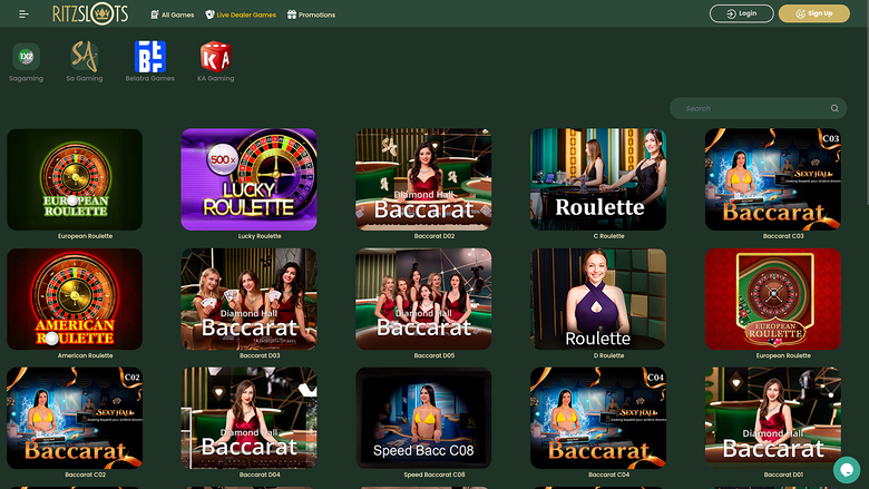 Ritz Slots Casino — Live dealer lobby