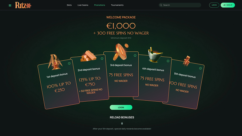 Ritzo Casino — Promotions page