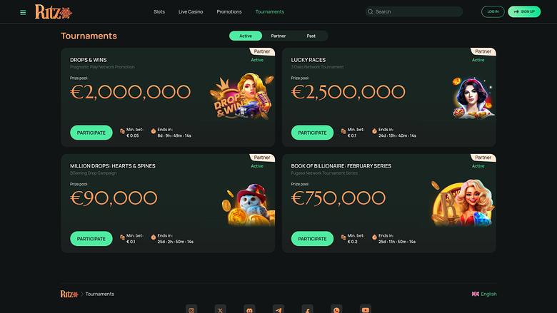 Ritzo Casino — Tournaments