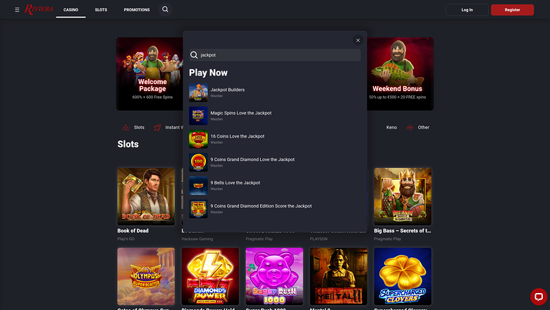 Riviera Casino — Jackpot games