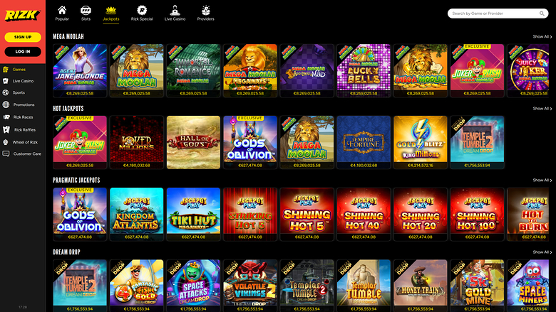 Rizk Casino — Jackpot games