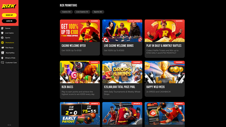 Rizk Casino — Promotions page