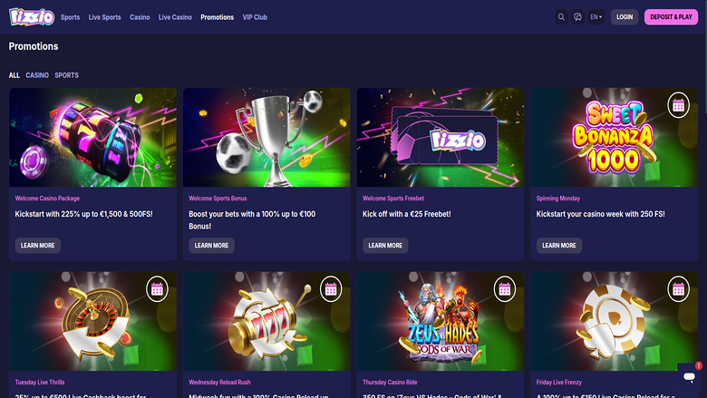 Rizzio.io Casino — Promotions page