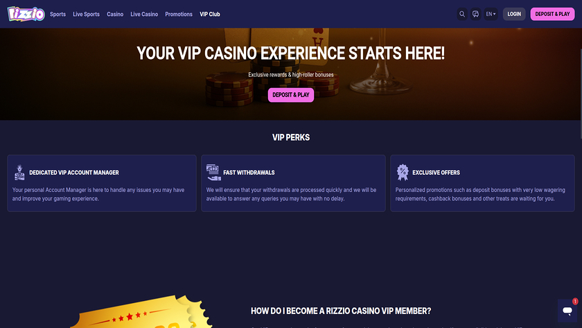 Rizzio.io Casino — VIP section