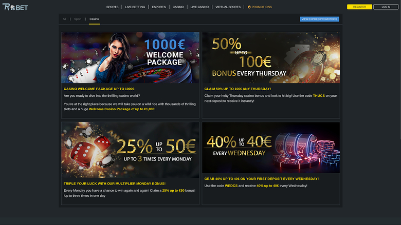 Robet247 Casino — Promotions page