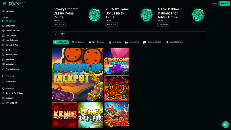 Rockbet Casino — Jackpot games