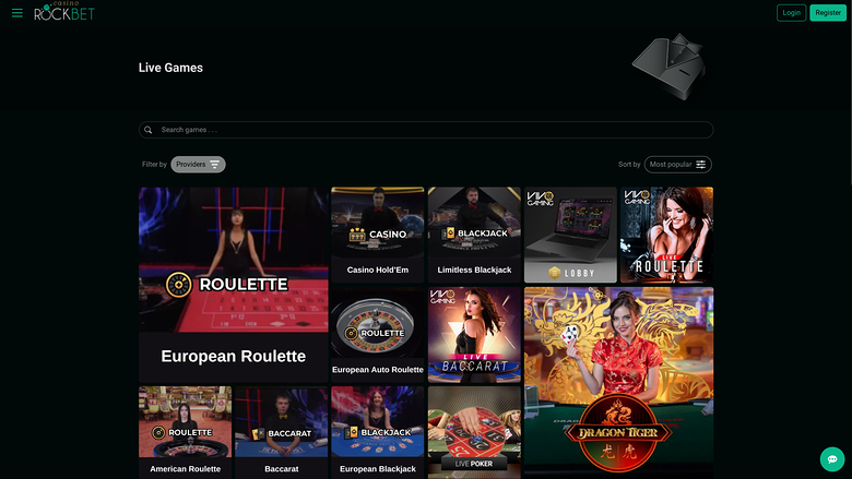 Rockbet Casino — Live dealer lobby