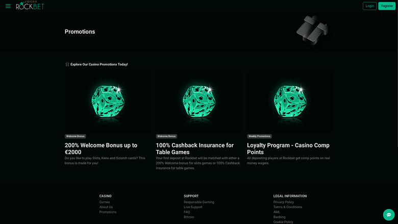 Rockbet Casino — Promotions page
