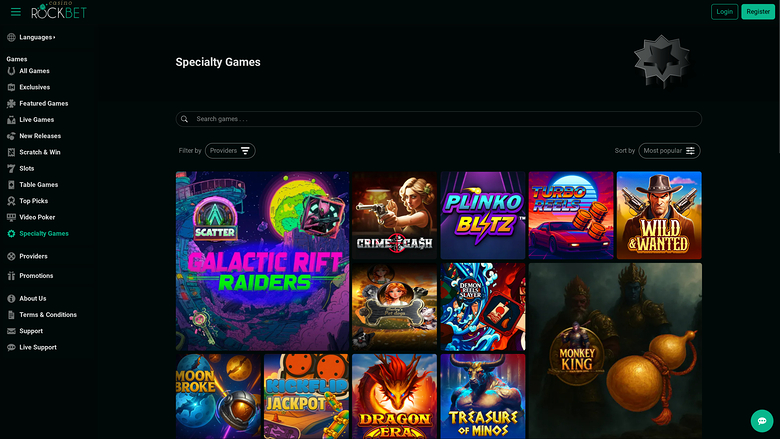 Rockbet Casino — Games lobby