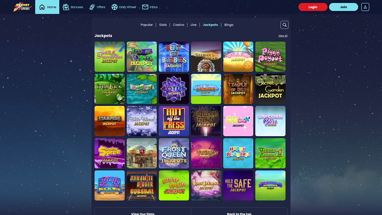 Rocket Slots Casino — Jackpot games