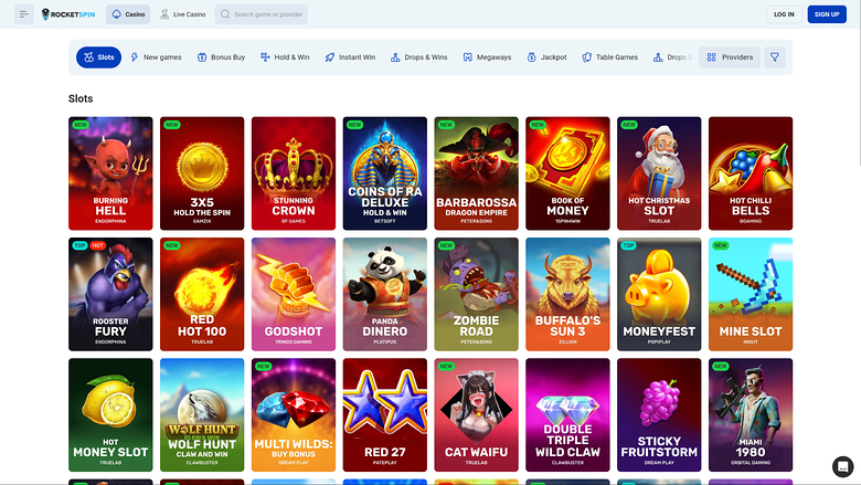 Rocketspin Casino — Games lobby