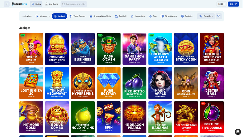Rocketspin Casino — Jackpot games