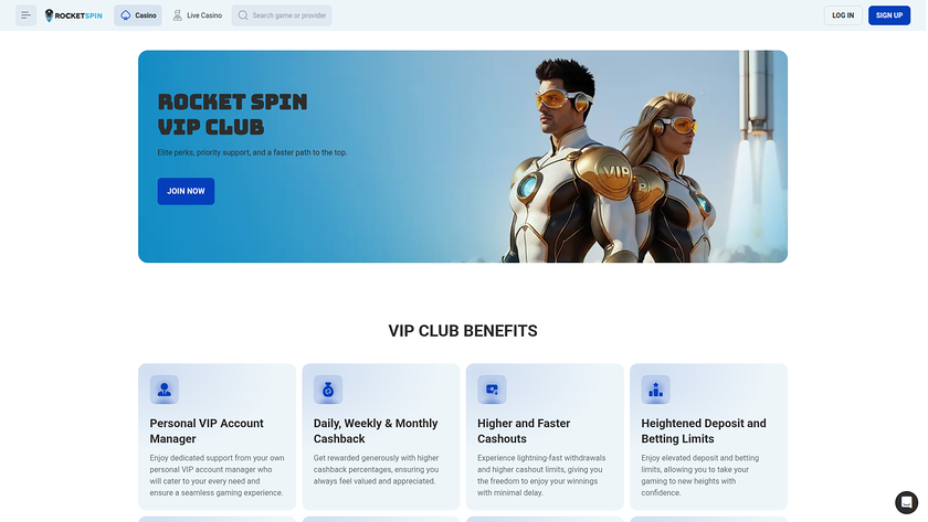 Rocketspin Casino — VIP section