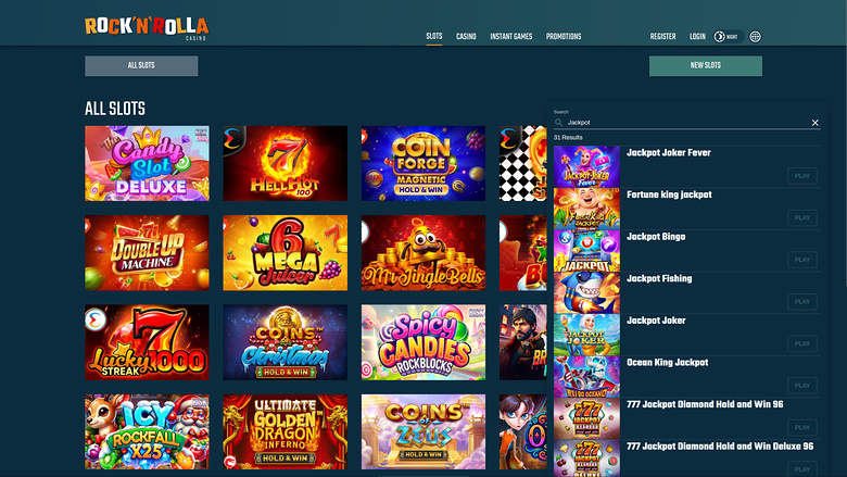 RockNRolla Casino — Jackpot games