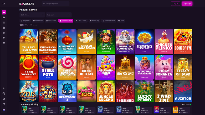 Rockstar Casino — Games lobby