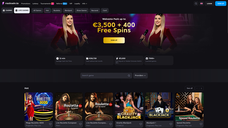 Rockwin Casino — Live dealer lobby